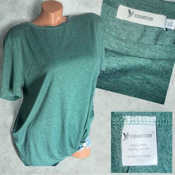 2 Green T-Shirts l 1 Twist Front l 1 Jersey Style l Short-sleeve l Plus l VGUC - Picture 5 of 12